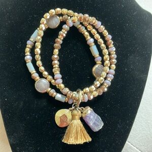 💜WHBM Gold and Purple Layered Bracelet Set💜